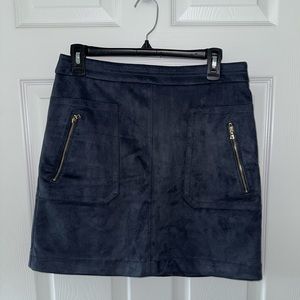 Loft Blue Grey faux Suede Mini Skirt With Zip Pockets Size 6